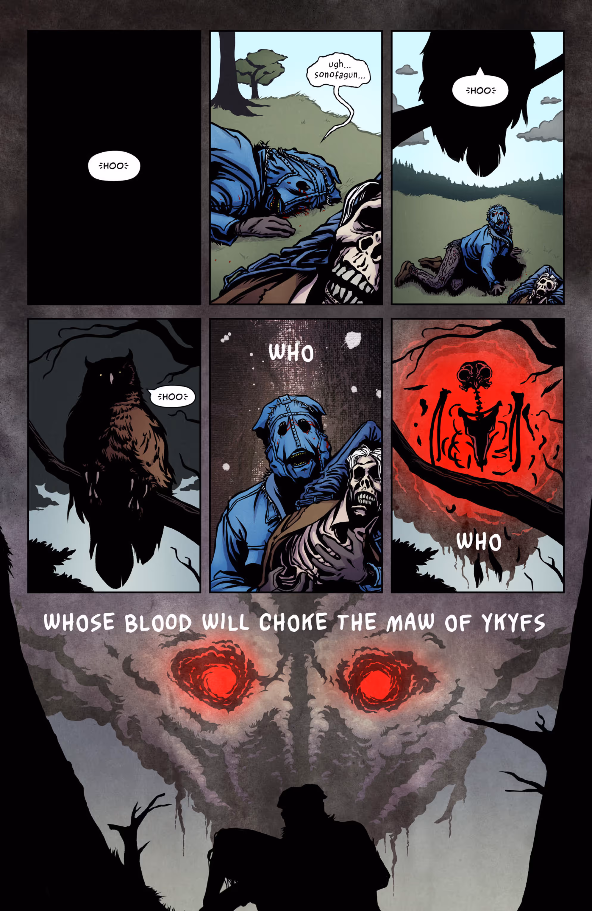 Page 6 of The Denim Devil in Lacerate Outdoors - the Denim Devil wakes up to face a vision of an evil cloud demanding blood.